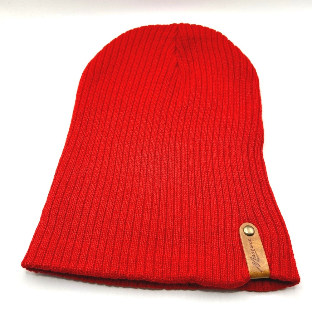 Maoewee Beanie Hat Unisex OS Red Ribbed Slouchy Winter Warm Knit Cap Skull Hat